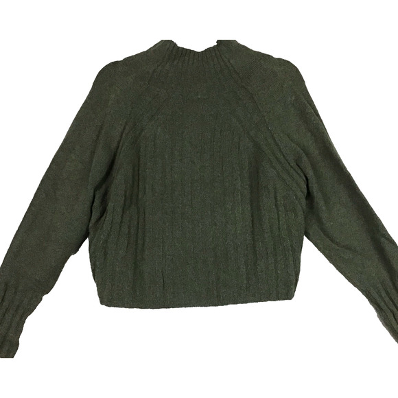 Top Shop Green Mock Neck High Low Sweater Lightweight Cropped Size Medium - Picture 10 of 11